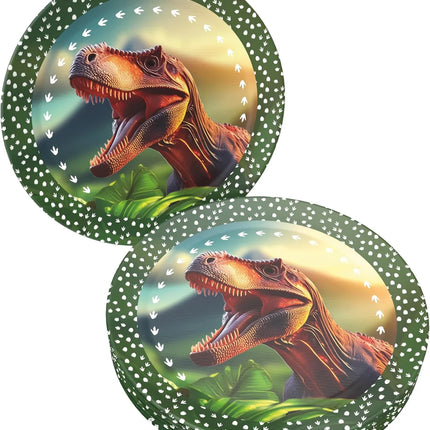 Assiettes « Dinosaures » vertes, 23 cm, lot de 8