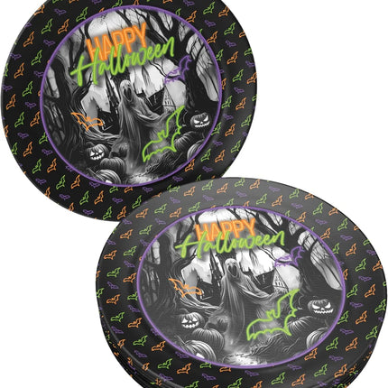 Assiettes Halloween néon 23 cm, lot de 8