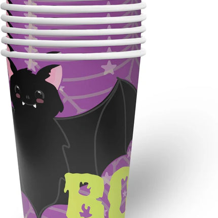 Gobelets d'Halloween violets « Boo » 250 ml, lot de 8