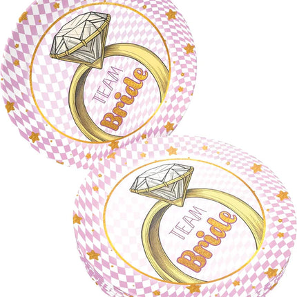 Assiette « Enterrement de vie de jeune fille » rose, 23 cm, lot de 8