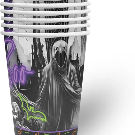 Gobelets d'Halloween « Boo » 250 ml, lot de 8