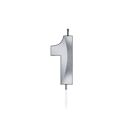 Bougie « 1 an », argent métallisé, 6 cm