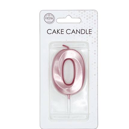 Bougie « 0 ans » rose doré métallisé, 6 cm