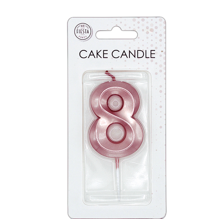 Bougie « 8 ans » rose doré métallisé, 6 cm