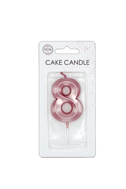 Bougie « 8 ans » rose doré métallisé, 6 cm