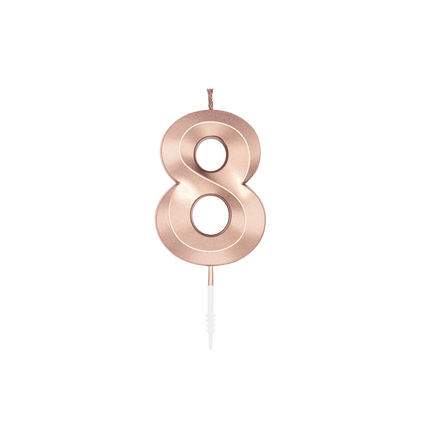 Bougie « 8 ans » rose doré métallisé, 6 cm