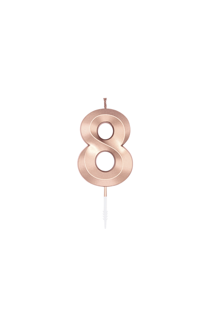 Bougie « 8 ans » rose doré métallisé, 6 cm