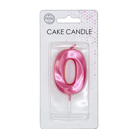 Bougie « 0 ans » rose métallisé, 6 cm