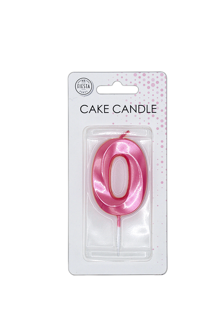 Bougie « 0 ans » rose métallisé, 6 cm