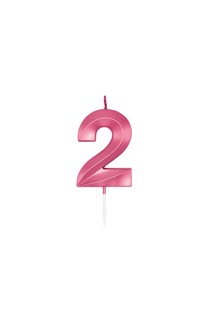Bougie « 2 ans » rose métallisé, 6 cm