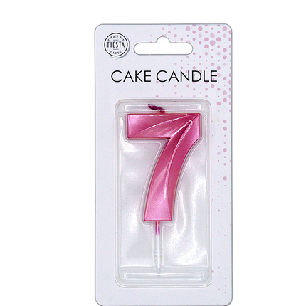 Bougie « 7 ans » rose métallisé, 6 cm