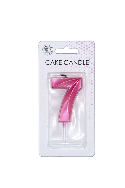 Bougie « 7 ans » rose métallisé, 6 cm