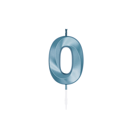 Bougie « 0 ans » bleue métallisée, 6 cm