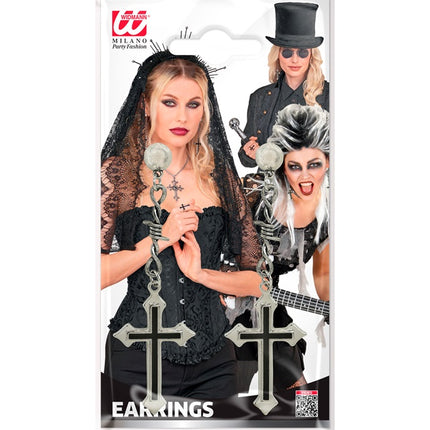 BOUCLES D'OREILLES CROIX NOIRES