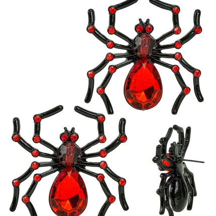 BOUCLES D'OREILLES ARAIGNÉE AVEC PIERRES PRÉCIEUSES ROUGES ET STRASS