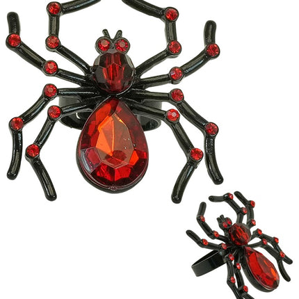 BAGUE ARAIGNÉE AVEC PIERRES ROUGES ET STRASS