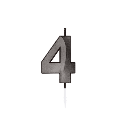 Bougie « 4 ans », noir métallisé, 6 cm