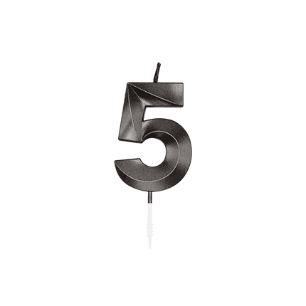 Bougie « 5 ans » noire métallisée, 6 cm