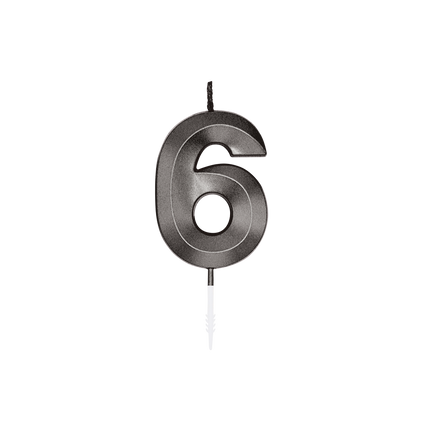 Bougie « 6 ans » noire métallisée, 6 cm
