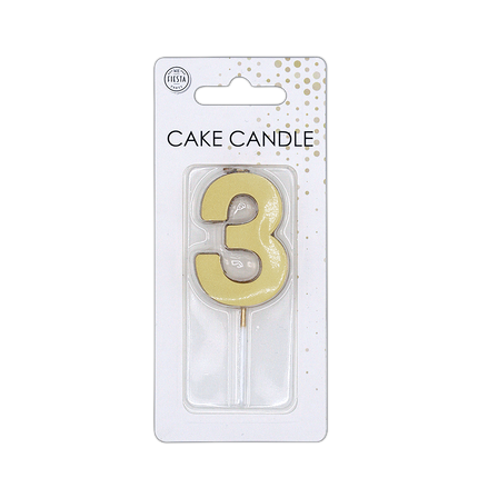 3 bougies dorées métallisées de 4,5 cm