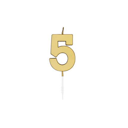 5 bougies dorées métallisées de 4,5 cm