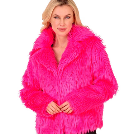 Manteau de fourrure Peluche Dames Rose fluo
