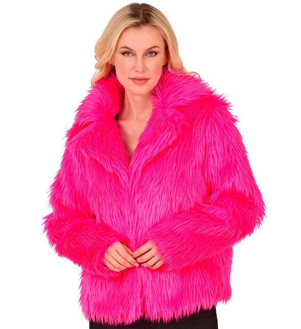 Manteau de fourrure Peluche Dames Rose fluo