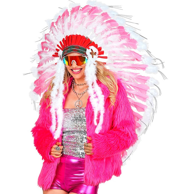 Manteau de fourrure Peluche Dames Rose fluo