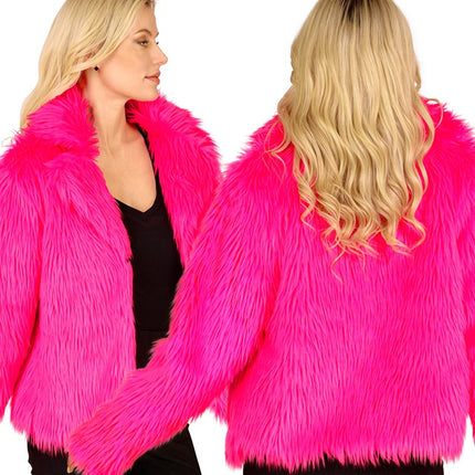 Manteau de fourrure Peluche Dames Rose fluo