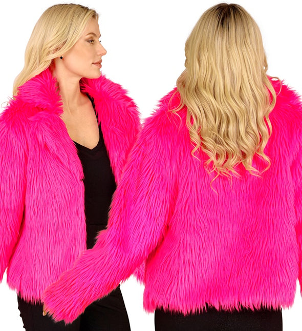 Manteau de fourrure Peluche Dames Rose fluo