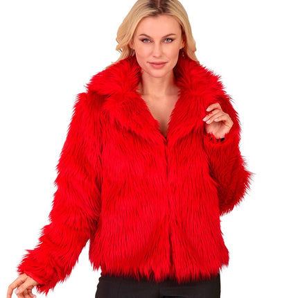 Manteau de fourrure pour dames en peluche rouge