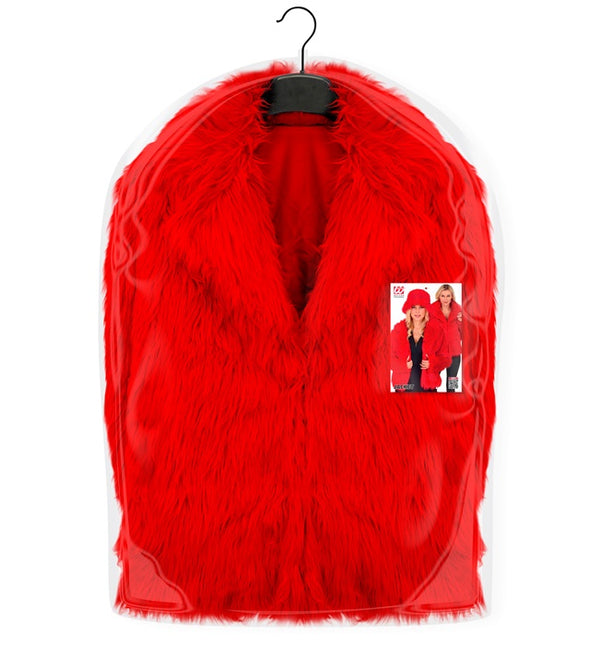 Manteau de fourrure pour dames en peluche rouge