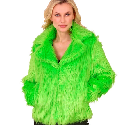 Manteau de fourrure peluche Vert fluo Dames