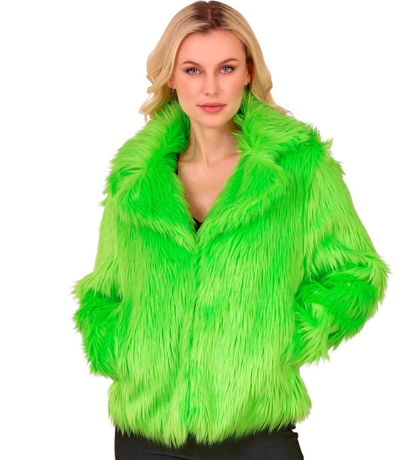 Manteau de fourrure peluche Vert fluo Dames