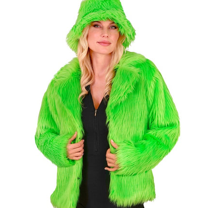 Manteau de fourrure peluche Vert fluo Dames