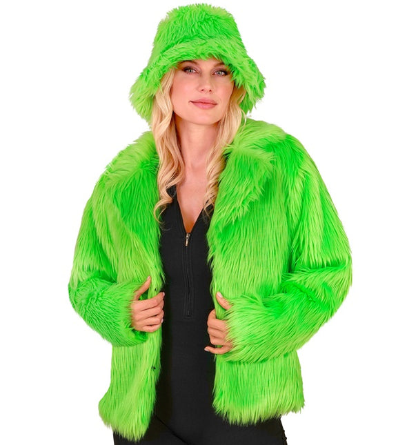 Manteau de fourrure peluche Vert fluo Dames