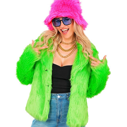 Manteau de fourrure peluche Vert fluo Dames