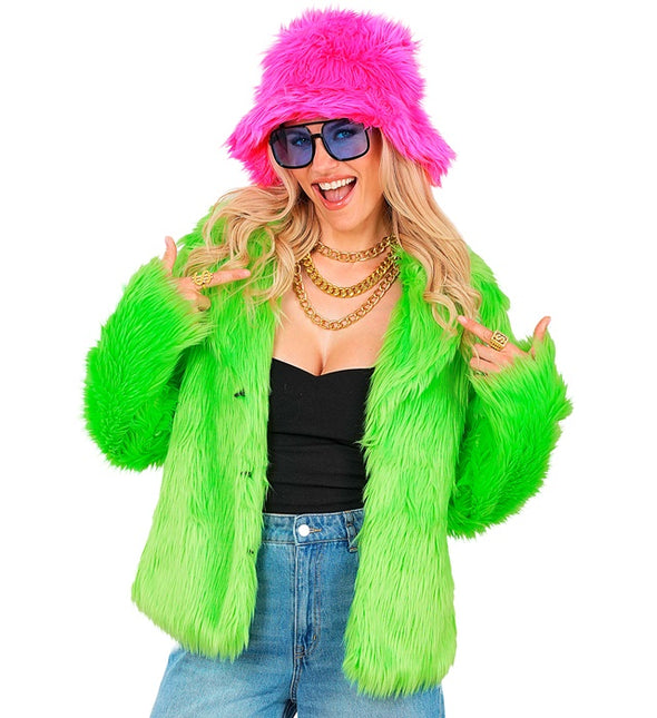 Manteau de fourrure peluche Vert fluo Dames