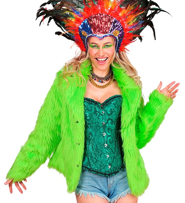 Manteau de fourrure peluche Vert fluo Dames