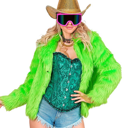 Manteau de fourrure peluche Vert fluo Dames