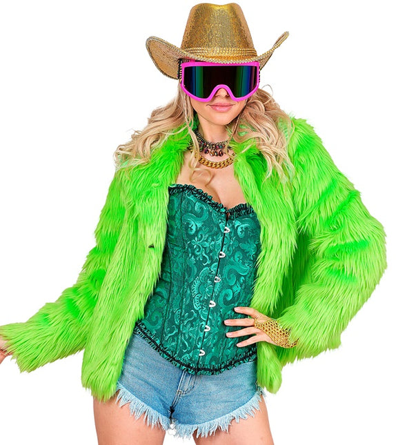 Manteau de fourrure peluche Vert fluo Dames
