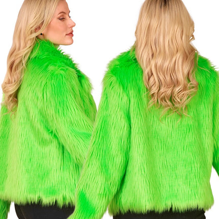 Manteau de fourrure peluche Vert fluo Dames