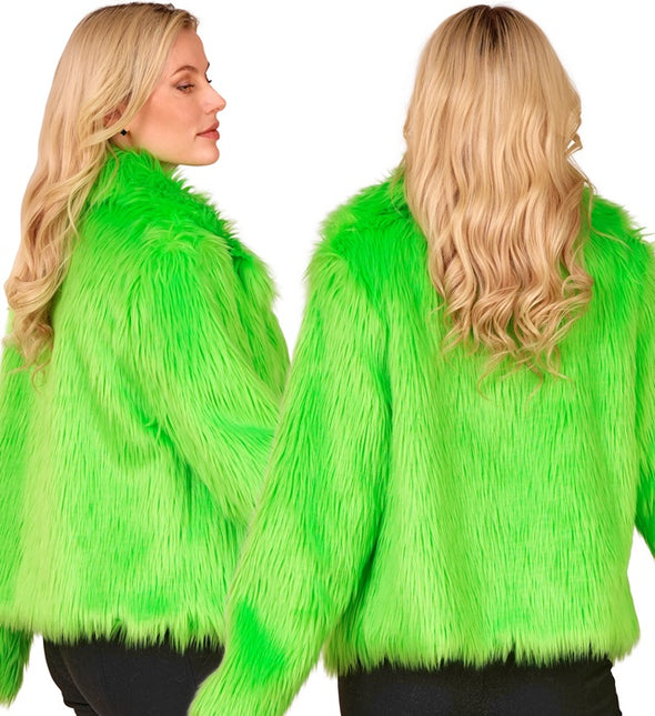 Manteau de fourrure peluche Vert fluo Dames