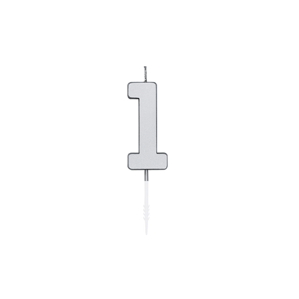 1 bougie argent métallisé, 4,5 cm