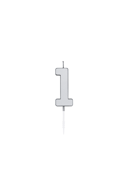 1 bougie argent métallisé, 4,5 cm
