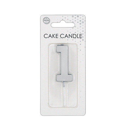 1 bougie argent métallisé, 4,5 cm