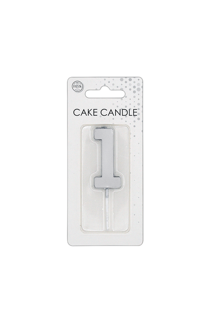 1 bougie argent métallisé, 4,5 cm