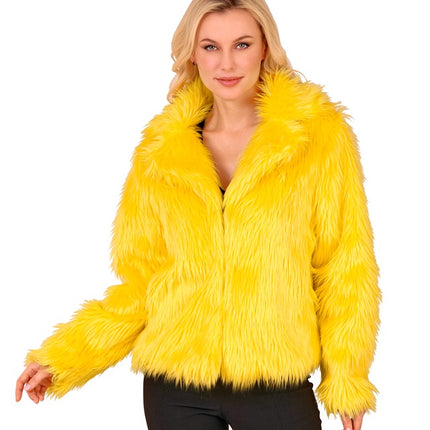 Manteau de Fourrure Peluche Dames Jaune