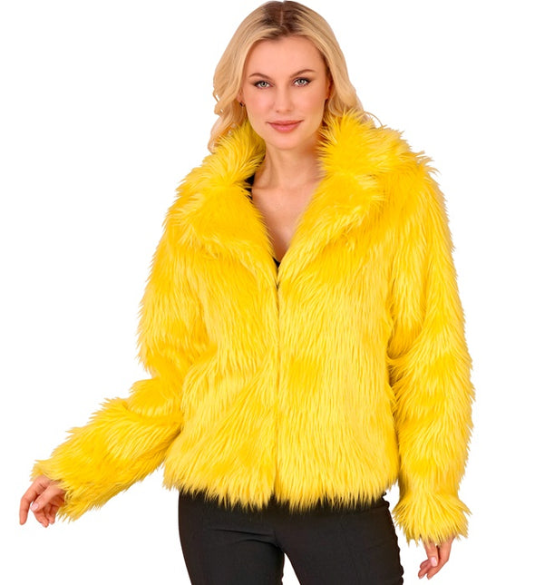 Manteau de Fourrure Peluche Dames Jaune