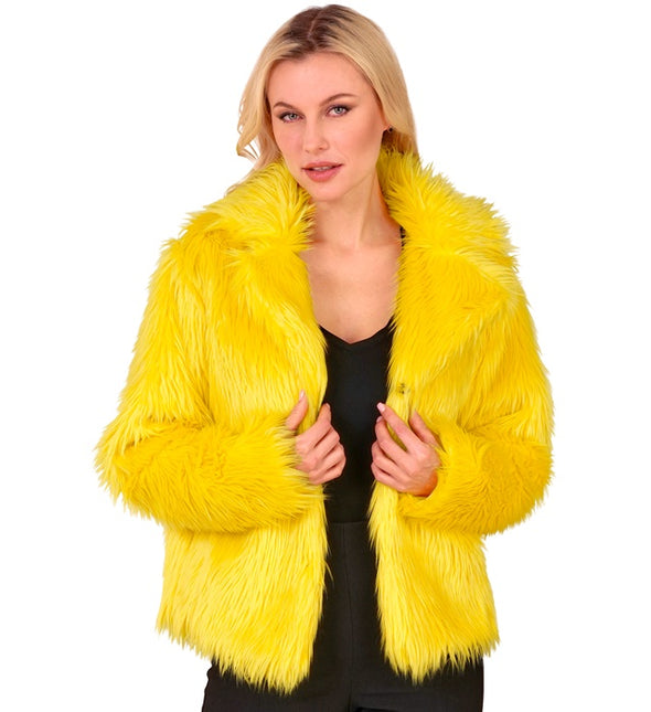 Manteau de Fourrure Peluche Dames Jaune